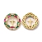 Brass Micro Pave Cubic Zirconia Pendants, Cadmium Free & Lead Free, Flat Round with Cross Charms, Golden, Religion, Colorful, 24x3.5mm, Hole: 2x3mm