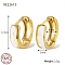 925 Sterling Silver Thick Hoop Earrings, with Enamel, for Women, Real 18K Gold Plated, White, 12x3mm