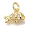 Rack Plating Brass Micro Pave Cubic Zirconia Charms, Cadmium Free & Lead Free, Long-Lasting Plated, Fish, Real 18K Gold Plated, 8x11.5x3.5mm, Hole: 3mm