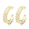 Rack Plating Brass Micro Pave Cubic Zirconia Cuff Earring, Cadmium Free & Lead Free, Long-Lasting Plated, Real 18K Gold Plated, 15.5x4x13mm