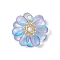 Transparent Glass Pendants, Flower Charm, with Shell Pearl Beads and 304 Stainless Steel Loops, Cornflower Blue, 29.5x30x12.5mm, Hole: 5.5mm