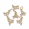 Brass Charms, with Cubic Zirconia and Shell Pearl Bead, Letter, Golden, Clear, Letter.A, 9.5~11x3.5~10.8x3~3.5mm, Hole: 3.5mm