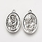 Tibetan Style Alloy Pendants, ST. FRANCIS OF ASSISI MEDAL, Oval, Cadmium Free & Lead Free, Antique Silver, 25x15.5x2.5mm, Hole: 1.5mm
