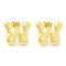 Rack Plating Brass Earrings, Cadmium Free & Lead Free, Long-Lasting Plated, Stud Earrings, Alphabet, Real 18K Gold Plated, Letter W, 14x16.5mm