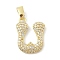 Brass Micro Pave Cubic Zirconia Pendants, Letter, Real 18K Gold Plated, Letter U, 19.5x14.5x2.5mm, Hole: 4.8x2.9mm
