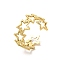 Ion Plating(IP) 304 Stainless Steel Cuff Finger Rings, Hollow Star Open Rings for Women, Real 18K Gold Plated, Inner Diameter: 18mm