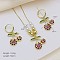 Brass Micro Pave Cubic Zirconia Pendant Necklaces & Hoop Earrings Sets, Cherry, Earrings: 34x20mm