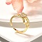 Rack Plating Brass Micro Pave Cubic Zirconia Cuff Finger Rings for Women, Cadmium Free & Lead Free, Long-Lasting Plated, Real 18K Gold Plated, Heart, 9mm, Inner Diameter: adjustable