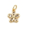 Brass Micro Pave Cubic Zirconia Pendants, with Jump Ring, Flower Charms, Rack Plating, Long-Lasting Plated, Lead Free & Cadmium Free, Real 18K Gold Plated, Clear, 11x10x2mm, Hole: 3mm