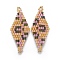 MIYUKI & TOHO Handmade Japanese Seed Beads Links, Loom Pattern, Rhombus, PeachPuff, 40~41.5x16~16.7x1.7~1.8mm, Hole: 1.4~1.5mm