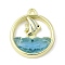 Zinc Alloy Pendants, with Glass, Golden, Flat Round, 18x15.5x3.5mm, Hole: 1.4mm