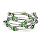 Fashion Wrap Bracelets, with Rondelle Glass Beads, Tibetan Style Bead Caps, Brass Tube Beads and Steel Memory Wire, Light Green, Inner Diameter: 55mm