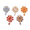 Handmade Glass Seed Beaded Flower Pendants, with 304 Stainless Steel Jump Ring and TOHO Round Seed Beads, Mixed Color, 30x20x4mm, Hole: 2.5mm