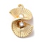Brass Micro Pave Clear Cubic Zirconia Pendants, Spiral, Golden, 16x11x6.5mm, Hole: 1.2mm