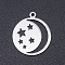 Non-Tarnish 201 Stainless Steel Laser Cut Pendants, Star with Moon, Stainless Steel Color, 20.5x18x1mm, Hole: 1.4mm