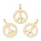 Rack Plating Brass Micro Pave Cubic Zirconia Pendants, Long-Lasting Plated, Lead Free & Cadmium Free, Flat Round, Real 18K Gold Plated, 22.5x16x1.5mm, Hole: 4.5x2mm