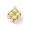 ABS Imitation Pearl Pendants, Square, with Golden Brass Finding, Ion Plating(IP), Long-Lasting Plated, Lead Free & Cadmium Free, White, 16.5x12.5x13mm, Hole: 1mm