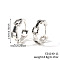 Fashionable Brass Cubic Zirconia Ring Hoop Earrings, Chain Charm, Platinum, Black, 19x6mm