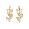 Brass Micro Pave Clear Cubic Zirconia Pendants, Cadmium Free & Nickel Free & Lead Free, Flower Charms, Real 18K Gold Plated, 14.5x6x3mm, Hole: 0.8mm