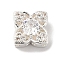 Brass Micro Pave Clear Cubic Zirconia Beads, Cadmium Free & Nickel Free & Lead Free, Flower, 925 Sterling Silver Plated, 9x9x6mm, Hole: 1.6mm