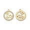 Alloy Crystal Rhinestone Pendants, Ring Charms with Star, Nickel, Golden, 23x20x1.6mm, Hole: 1.6mm