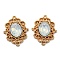 Golden Plated Alloy Oval Connector Charms, with Plastic Imitation Opalite, Alice Blue, 21.5x17.5x4mm, Hole: 1mm