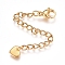 304 Stainless Steel Chain Extender, with Lobster Claw Clasps and Charms, Heart, Golden, 70.5mm, Link: 4x3x0.4mm, Clasp: 9.2x6.2x3.3mm