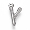 Tarnish Resistant 304 Stainless Steel Pendants, Bamboo Shaped Letter, Stainless Steel Color, Letter.Y, 17.5~19x10~16x3~4mm, Hole: 1.8~2mm