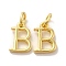 Brass Pendants, Cadmium Free & Nickel Free & Lead Free, with Jump Ring, Letter B, 10x7x1.5mm, Ring: 5x1mm, inner diameter: 3mm