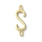 Rack Plating Brass Connector Charms, for Personalized Name Necklace Making, Cadmium Free & Lead Free, Long-Lasting Plated, Real 18K Gold Plated, Letter S, 22.5x7x1.5mm, Hole: 3x0.8mm
