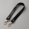 PU Leather Bag Handles, with Golden Plated Alloy Swivel Clasps, Black, 45x1.9x0.3cm