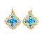 Brass Micro Pave Cubic Zirconia Pendants, Cadmium Free & Lead Free, with Synthetic Opal and Jump Ring, Cross, Real 18K Gold Plated, 20.5x18x3.5mm, Hole: 3.5mm