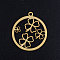 201 Stainless Steel Pendants, Circle with Clover, Golden, 22.5x20x1mm, Hole: 1.5mm