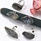 Adjustable Natural Labradorite Rings, with Brass Findings, Leaf, Size 8, 18.5mm