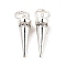 Rack Plating Brass Micro Pave Cubic Zirconia Charms, Long-Lasting Plated, Cadmium Free & Lead Free, with Jump Ring, Cone/Spike Charm, Silver Color Plated, 15x4mm, Hole: 3.5mm