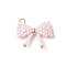 Glass Seed Beaded Bowknot Pendants, with 304 Stainless Steel Jump Rings and Brass Spacer Beads, Lavender Blush, 22x23x6.5mm, Hole: 2.5mm