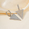 Stylish Minimalist Brass Clear Cubic Zirconia Triangle Hoop Earrings, Silver, 46x18mm