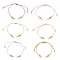 Cotton Cord Bracelet Making, with Brass Flat Round Beads, Golden, Mixed Color, 9-1/2~10-1/2 inch(24~26.8cm)