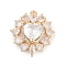 Brass Pendants, Heart Charms, with Glass, Real 18K Gold Plated, 22x19x7mm, Hole: 1.6mm