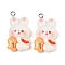 Christmas Theme Rabbit Opaque Resin Pendants, with Platinum Iron Loop, Gingerbread Man, 29.5x16x8mm, Hole: 2mm