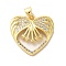 Mother's Day Brass Micro Pave Clear Cubic Zirconia Pendants, Cadmium Free & Lead Free, Heart, Real 16K Gold Plated, 22x21.5x4mm, Hole: 5x3.5mm