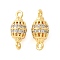 Brass Micro Pave Cubic Zirconia Connector Charms, Cadmium Free & Nickel Free & Lead Free, Grenade Shape, Real 18K Gold Plated, 14.5x6mm, Hole: 1.4mm