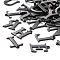 304 Stainless Steel Charms, Laser Cut, Alphabet, Electrophoresis Black, Random Mixed Letters, 12~12.5x5~14x0.7~1mm, Hole: 1mm