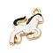 Alloy Enamel Pendants, Cadmium Free & Nickel Free & Lead Free, Rack Plating, Horse Charm, Golden, White, 18x15x2mm, Hole: 1.8mm