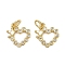 Brass Micro Pave Cubic Zirconia Pendants, Heart with Crown Charms, with Jump Ring, Real 16K Gold Plated, 10x12x1.5mm, Hole: 3.5mm