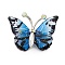 Butterfly Transparent Resin Brooch, Alloy Rhinestone Insect Brooch, Platinum, Deep Sky Blue, 36x47mm
