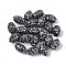 Polymer Clay Rhinestone Beads, Oval, Jet Hematite, PP11(1.7~1.8mm), 6 Rows Rhinestone, 11x7mm, Hole: 1.6mm