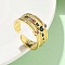 Brass Micro Pave Cubic Zirconia Adjustable Cuff Rings, Cadmium Free & Nickel Free & Lead Free, Real 18K Gold Plated, 10mm, Inner Diameter: Adjustable