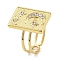 Ion Plating(IP) 304 Stainless Steel Open Cuff Ring for Women, with Rhinestone, Rectangle, Real 18K Gold Plated, US Size 6(16.5mm)