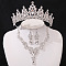 Teardrop & Moon Alloy Rhinestone Pendant Necklace & Stud Dangle Earring & Crown Headbands, Silver, Crystal, 440mm & 155mm & 60mm